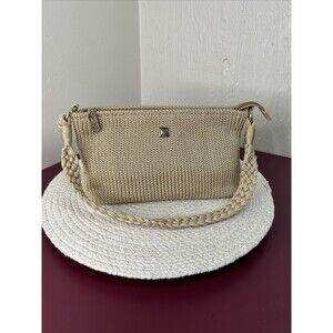 Lina Handbag Women Taupe Crochet Lined Braided Handles Handbag Purse